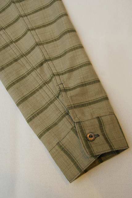 WARE HOUSE (ウエアハウス)　長袖ワークシャツ　3027　"FULL OPEN CHECK SHIRTS"　カーキ