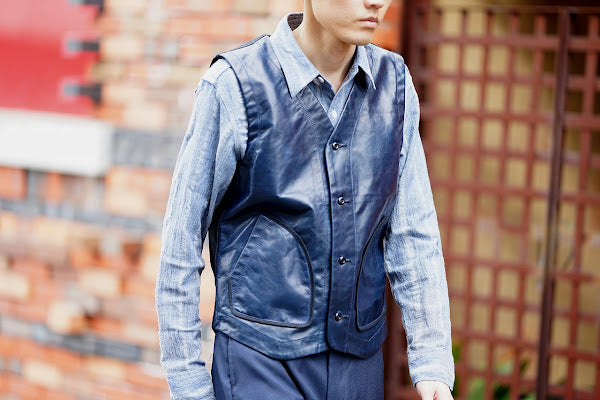 DALEE'S (ダリーズ)　レザーベスト　"Mest.C (メスト.C)"　...Horse Hide Leather Vest　ネイビー