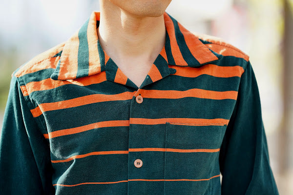 STYLE EYES (スタイルアイズ)　コーデュロイ・スポーツシャツ　SE29383　"STRIPE"　グリーン