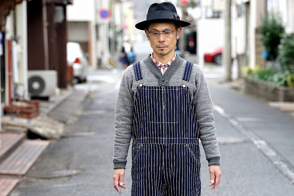 HEAD LIGHT (ヘッドライト)　ストライプデニム・オーバーオール　HD42498　"SPECIAL WOVEN STRIPE DENIM LOW BACK OVERALLS"　ワンウォッシュ