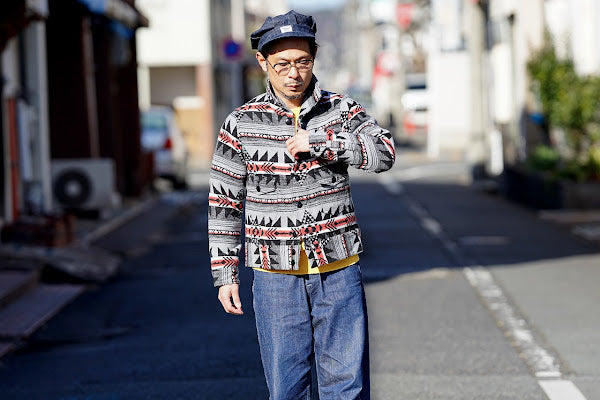 Dapper's (ダッパーズ)　ブランケットジャケット　1366　"Native Pattern Blanket A-1 Style Jacket"　ライトグレー/ブラック