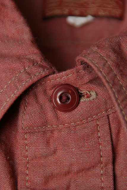 DELUXEWARE (デラックスウエア)　半袖ワークシャツ　RDDX-02S　"RED CHAMBRAY"　レッド