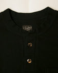 DALEE'S (ダリーズ)　6分袖ヘンリーネックTシャツ　"Rail Nit (レイルニット)"　...RAIL ROAD KNIT　ブラック