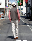 Dapper's (ダッパーズ)　クラシカルベスト　1614　"Classical Stand Collar Vest"　ブラウン・コバートストライプ