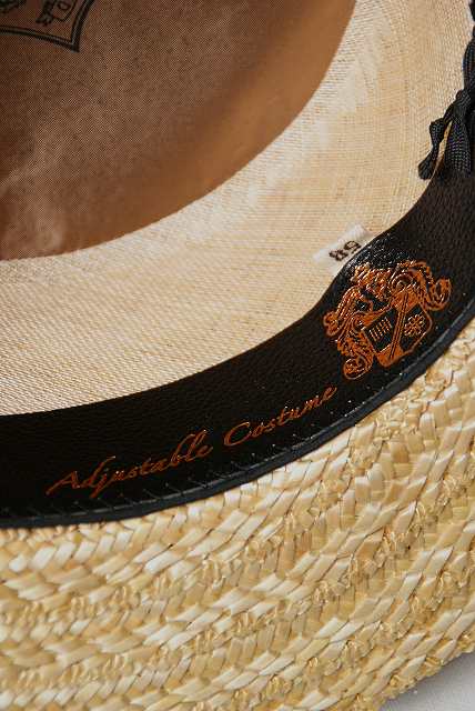 ADJUSTABLE COSTUME (アジャスタブルコスチューム)　ボーターハット(カンカン帽)　AHT-013　"Straw Boater Hat"　ネイビー×レッド