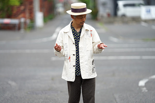 SUGAR CANE (シュガーケーン)　9oz.ツイル・ワークコート　SC15506　"1920's CARTOON WORK COAT"　ナチュラル・ワンウォッシュ