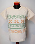 Dapper's (ダッパーズ)　半袖Tシャツ　1560　"Aztec Print Design Crew Neck Tee Special Sewing Model"　オフ/グリーン/ブリック