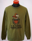 BUZZ RICKSON'S (バズリクソンズ) × PEANUTS (ピーナッツ)　長袖スヌーピーTシャツ　BR69276　"U.S.NAVAL TRAINING CENTER"　オリーブ
