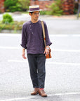 Dapper's (ダッパーズ)　リネン・プルオーバーシャツ　1623　"Round Placket Miners Pullover Shirts"　グレープ