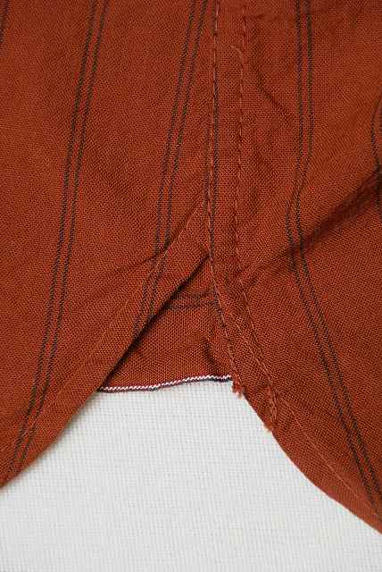 DELUXEWARE (デラックスウエア)　長袖シャツ　LV-21　"THROUGH STRIPE"　RD.オレンジ