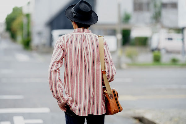 WARE HOUSE (ウエアハウス)　長袖プルオーバーシャツ　3050　"1900'S COLORED BODIES SHIRTS (ROUND COLLAR)"　レッド