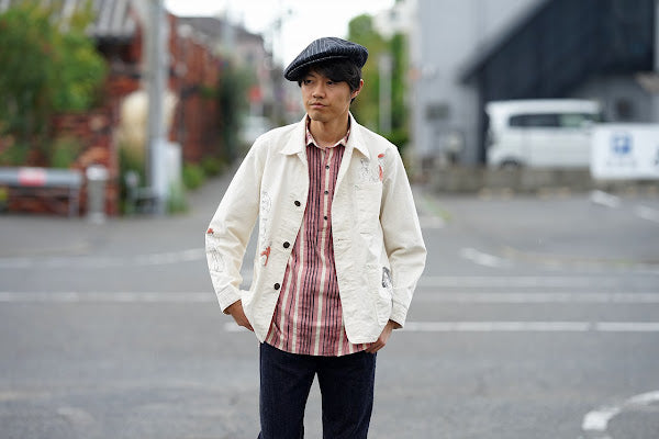 WARE HOUSE (ウエアハウス)　長袖プルオーバーシャツ　3050　"1900'S COLORED BODIES SHIRTS (ROUND COLLAR)"　レッド