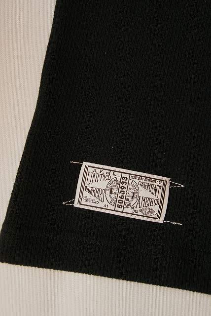 Dapper's (ダッパーズ)　ヘンリーネック・半袖メッシュTシャツ　1465　"Henley Neck S/S Mesh Tee"　ブラック×ブロンズ