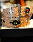 Dapper's(ダッパーズ) × ACE WESTERN BELTS(エースウエスタンベルト)　スタッズベルト　1488B　"Denver 1930’s Style Studs Belt"　ラセット
