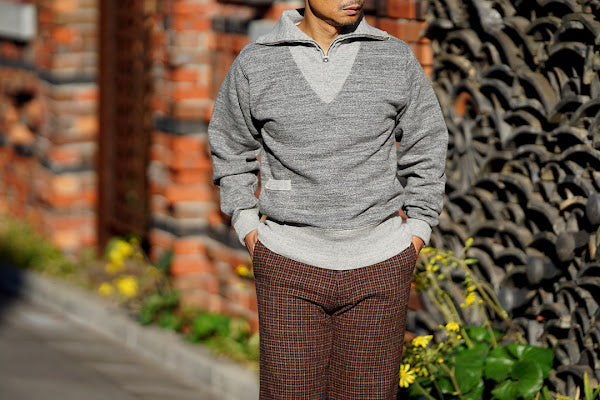 Dapper's(ダッパーズ)　ハーフジップスウェット　1660　"Classical Two Way Neck Half Zip Sweat Special Sewing Model"　ヘザーグレー