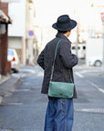 Dapper's (ダッパーズ)　ミニショルダーバッグ　1530　"Horsehide Leather Mini Shoulder Bag"　青碧ブルー