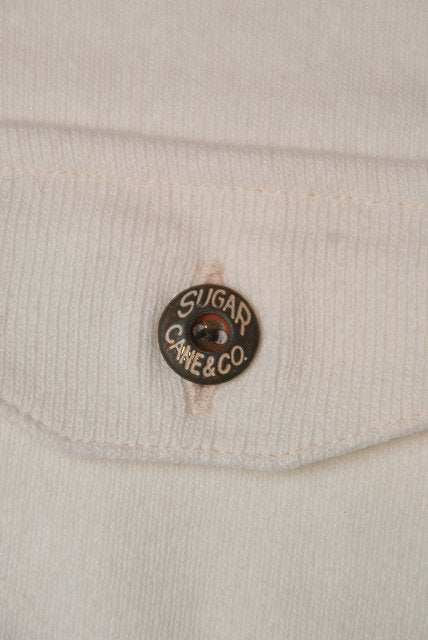 SUGAR CANE (シュガーケーン)　長袖ヘンリーネックTシャツ　SC68351　"HEAVY COTTON HENLEY T-SHIRT"　ホワイト