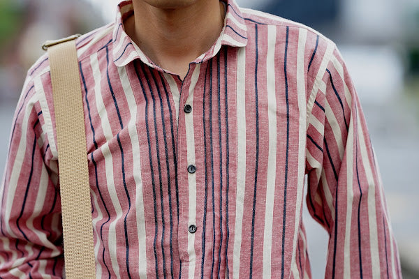 WARE HOUSE (ウエアハウス)　長袖プルオーバーシャツ　3050　"1900'S COLORED BODIES SHIRTS (ROUND COLLAR)"　レッド