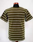 WARE HOUSE (ウエアハウス)　半袖ボーダーTシャツ　4087　グリーン×オフ