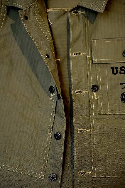 BUZZ RICKSON'S (バズリクソンズ)　ユーティリティーコート　BR15123　"U.S.M.C. M-1944 HERRINGBONE UTILITY JACKET"　オリーブ