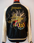 TAILOR TOYO (テーラー東洋)　リバーシブル・アセテートスカジャン　TT15273　ブラック/ベージュ"DRAGON HEAD"×レッド/シルバー"JAPAN MAP"