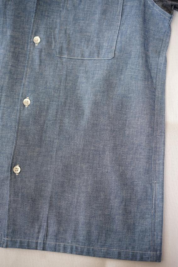 WARE HOUSE (ウエアハウス)　半袖オープンカラーシャツ　3091　"S/S OPEN COLLAR SHIRTS"　コンビシャンブレー