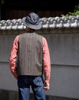 Dapper's (ダッパーズ)　クラシカルベスト　1614　"Classical Stand Collar Vest"　ブラウン・コバートストライプ