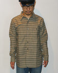 WARE HOUSE (ウエアハウス)　長袖ワークシャツ　3027　"FULL OPEN CHECK SHIRTS"　カーキ