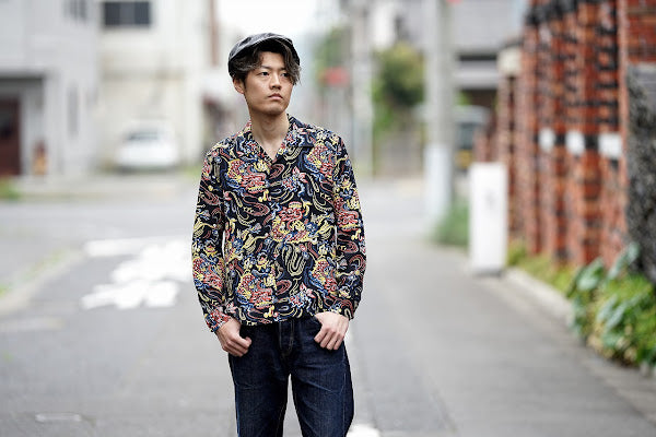 SUN SURF (サンサーフ)　長袖ハワイアンシャツ　SS29201　"GUARDIAN SPIRIT"　ブラック