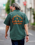 SUGAR CANE (シュガーケーン)　半袖ワークシャツ　SC39305　"COKE STRIPE WORK SHIRT with EMBROIDERED"　グリーン