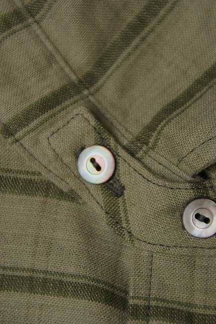 WARE HOUSE (ウエアハウス)　長袖ワークシャツ　3027　"FULL OPEN CHECK SHIRTS"　カーキ