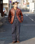 HEAD LIGHT (ヘッドライト)　ストライプデニム・オーバーオール　HD42498　"SPECIAL WOVEN STRIPE DENIM LOW BACK OVERALLS"　ワンウォッシュ