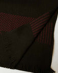 Dapper's (ダッパーズ)　ウール・マフラー　1279　"Russell Knitting Woolen Scarf by V.FRAAS"　ブラック/レッド (ボーダー)
