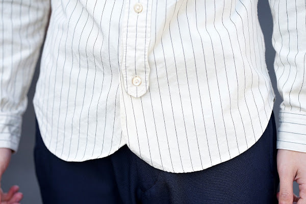 DALEE'S (ダリーズ)　長袖ドレスシャツ　"CALICO.D (キャラコ.D) with COLLER No.4"　ホワイトストライプ