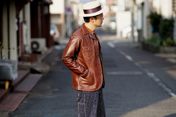 DELUXEWARE (デラックスウエア)　長袖シャツ　LV-21　"THROUGH STRIPE"　RD.オレンジ