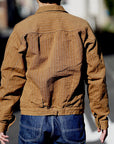 WARE HOUSE (ウエアハウス)　ブラウンダックジャケット　2214　"1880 HEAVY LEATHER BOUND BLOUSE"　ダックストライプ・ワンウォッシュ