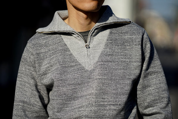 Dapper's(ダッパーズ)　ハーフジップスウェット　1660　"Classical Two Way Neck Half Zip Sweat Special Sewing Model"　ヘザーグレー