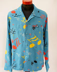 STAR OF HOLLYWOOD (スターオブハリウッド)　長袖オープンシャツ　SH29083　"ROCKIN' NOTES"　ブルー