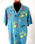 STAR OF HOLLYWOOD (スターオブハリウッド)　半袖オープンシャツ　SH39084　"ROCKIN' NOTES"　ブルー