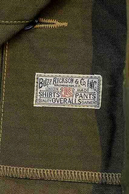 BUZZ RICKSON'S (バズリクソンズ)　ユーティリティーコート　BR15123　"U.S.M.C. M-1944 HERRINGBONE UTILITY JACKET"　オリーブ