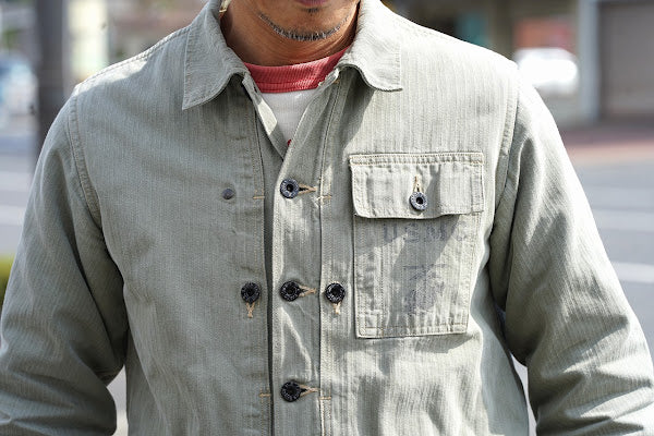BUZZ RICKSON'S (バズリクソンズ)　ユーティリティーコート　BR15123　"U.S.M.C. M-1944 HERRINGBONE UTILITY JACKET"　オリーブ