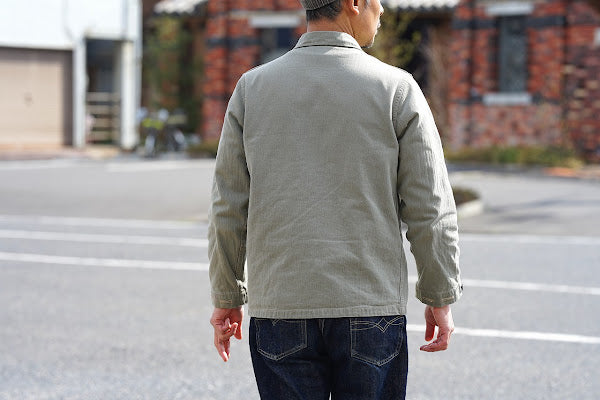 BUZZ RICKSON'S (バズリクソンズ)　ユーティリティーコート　BR15123　"U.S.M.C. M-1944 HERRINGBONE UTILITY JACKET"　オリーブ
