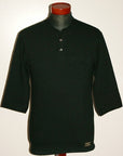 DALEE'S (ダリーズ)　6分袖ヘンリーネックTシャツ　"Rail Nit (レイルニット)"　...RAIL ROAD KNIT　ブラック