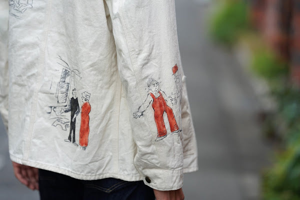 SUGAR CANE (シュガーケーン)　9oz.ツイル・ワークコート　SC15506　"1920's CARTOON WORK COAT"　ナチュラル・ワンウォッシュ