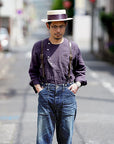 Dapper's (ダッパーズ)　リネン・プルオーバーシャツ　1623　"Round Placket Miners Pullover Shirts"　グレープ