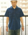 JOHN GLUCKOW (ジョン・グラッコウ)　半袖シャツ　JG42115　"Brig Shirts (ブリッグシャツ)"　刺し子・インディゴチェック
