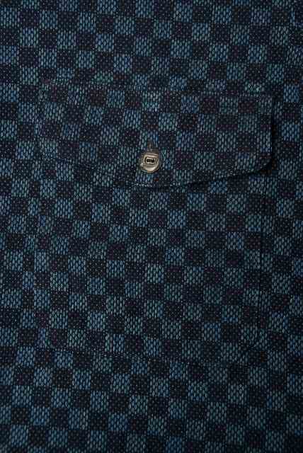 JOHN GLUCKOW (ジョン・グラッコウ)　半袖シャツ　JG42115　"Brig Shirts (ブリッグシャツ)"　刺し子・インディゴチェック