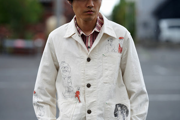 SUGAR CANE (シュガーケーン)　9oz.ツイル・ワークコート　SC15506　"1920's CARTOON WORK COAT"　ナチュラル・ワンウォッシュ